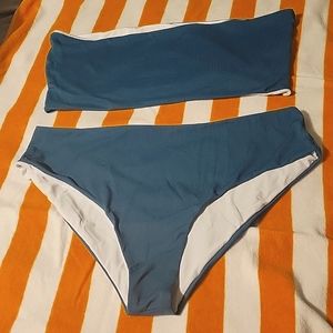Peacock Blue Bandaux Bikini